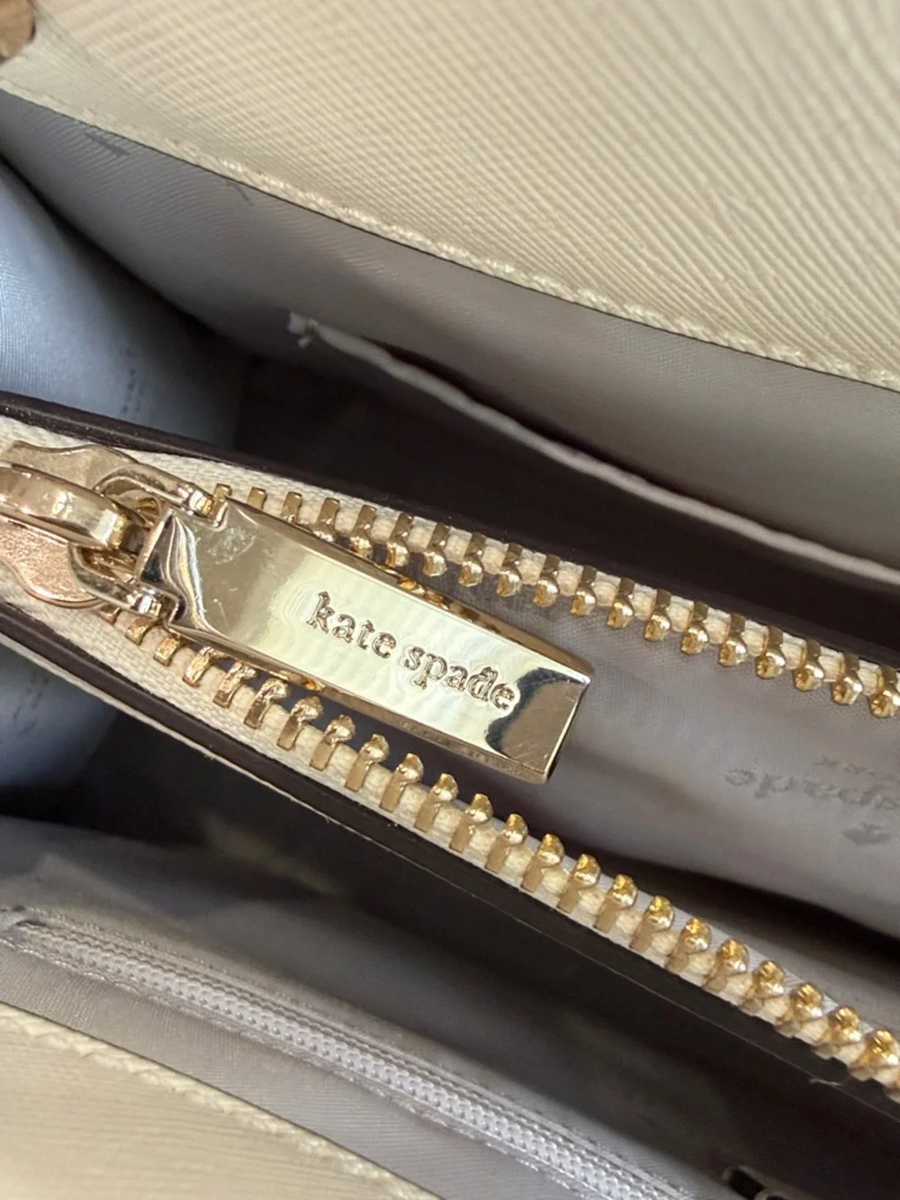 Kate Spade Perry Ivory White Leather Satchel V095 Meringue Gold Logo Adj Strap